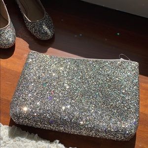 Large glitter sparkle clutch handbag silver clutch